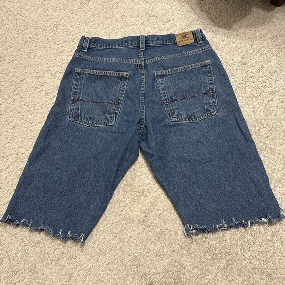 VINTAGE 90s Paper Tag Tommy Hilfiger Jeans Dark Wash Cut Off Jeans 32 Baggy Logo - Picture 7 of 7